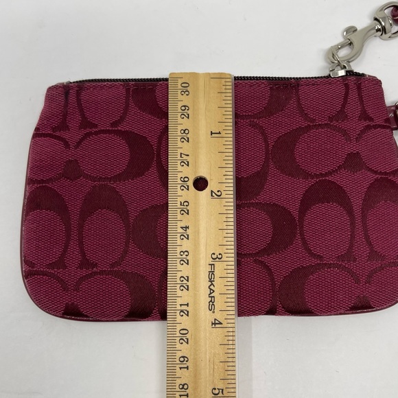 Coach Bag Womens Small Wristlet Red Burgundy Wine Signature Wallet Change Purse - Picture 7 of 7
